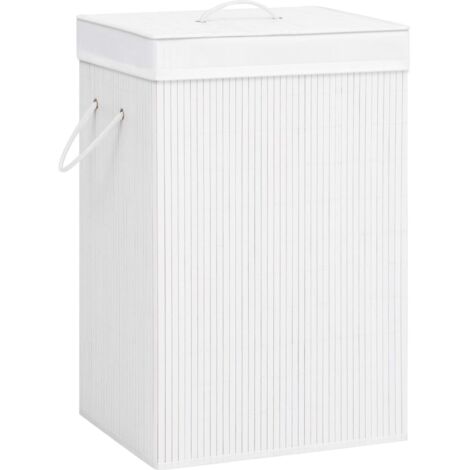 vidaXL Bambus-Wäschekorb mit 2 Fächern Weiß 72 L