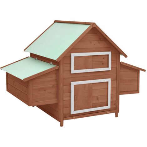 vidaXL Hühnerstall Mokka und Weiss 152x96x110 cm Aus massivem Fichtenholz