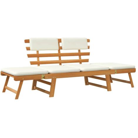 Gartenbank mit Kissen 2-in-1 190 cm aus massivem Akazienholz