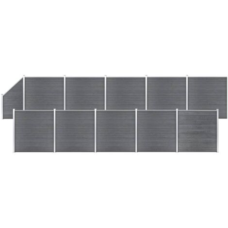 vidaXL WPC Zaunset 10 Quadrat + 1 Schräge 1830x186 cm Grau
