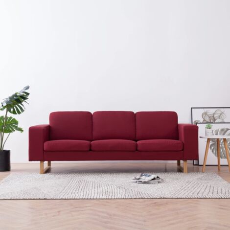 3-Sitzer-Sofa Stoff Weinrot vidaXL