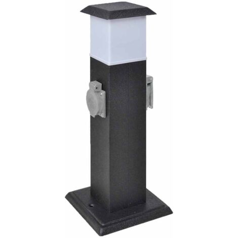 Black Garden Socket Pillar with Lamp