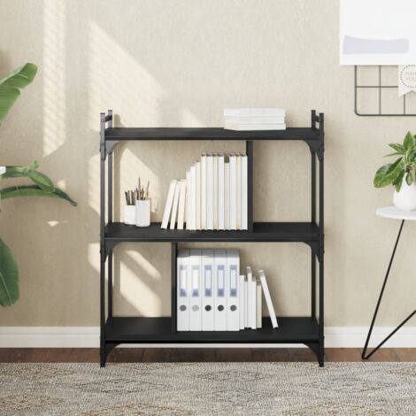 vidaXL Bücherregal 3 Ebenen schwarz 76x32x88 cm Holzwerkstoff