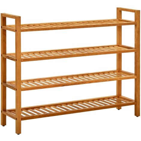 Schuhregal 4 Ebenen 100x27x80 cm Massivholz Eiche