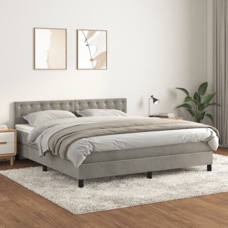 Boxspringbett mit Matratze Hellgrau 160x200 cm Samt vidaXL