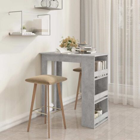 vidaXL Bar Table with Storage Rack Concrete Grey 102x50x103,5 cm