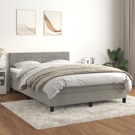 vidaXL Lattenrost und Matratze Grau 140x190cm Samt