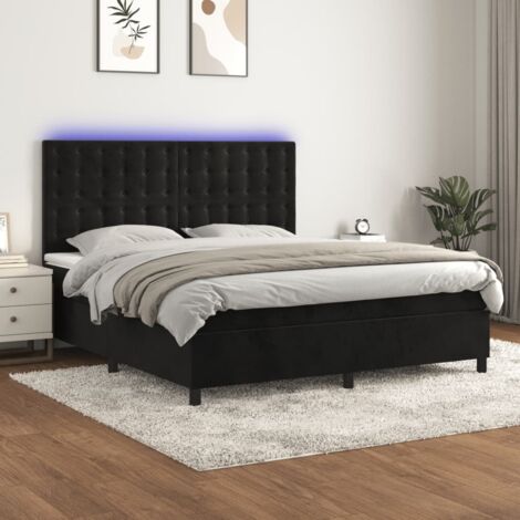 vidaXL Bett mit Lattenrost, Matratze und LED Schwarz 160x200 cm Velours (1/5)