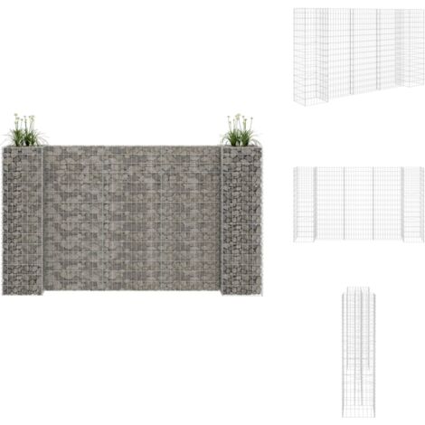 H-förmiger Gabionen-Pflanzkorb Stahldraht 260x40x150 cm - Gabionen-Pflanzkorb - H-Form - Gartendekoration - Blumentopf - Hochbeet
