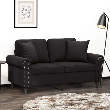 vidaXL 2-Sitzer Sofa mit dekorativen Kissen schwarz 120 cm Velvet