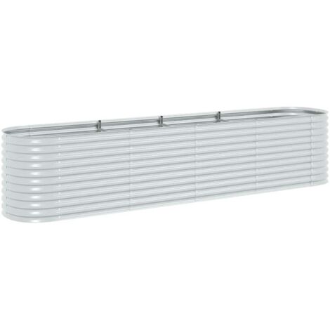 vidaXL Garden Raised Bed 400x80x81 cm Galvanised Steel Silver
