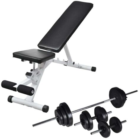 Trainingsbank mit Gewichten und Hantelscheiben 30,5 kg