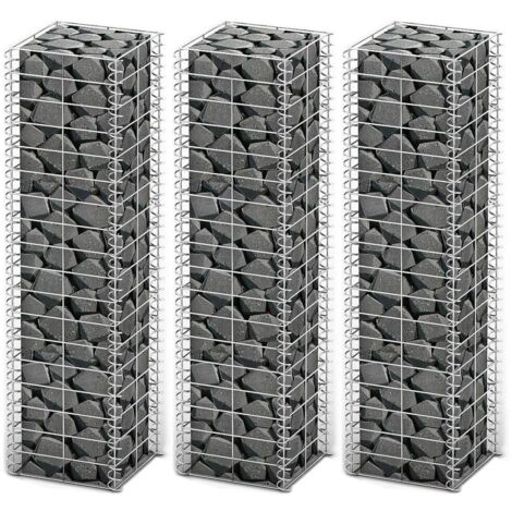 vidaXL Gabionkorb Set 3 Stück Verzinkter Draht 25 x 25 x 100 cm
