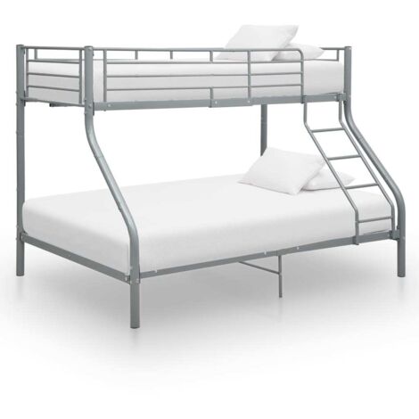 Etagenbettgestell Grau Metall 140x200 cm/90x200 cm vidaXL