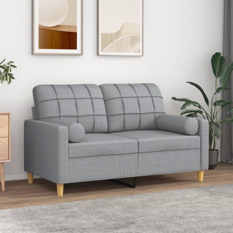 vidaXL 2-Sitzer Sofa mit hellgrauen Kissen 120 cm aus Stoff