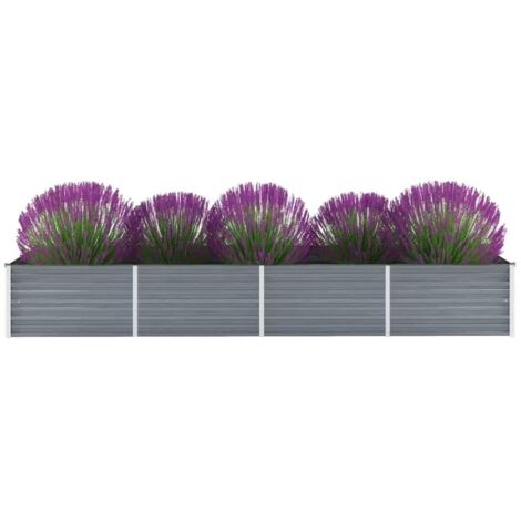 Hochbeet aus verzinktem Stahl 320x80x45 cm Grau