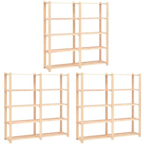 vidaXL Lagerregale 5 Böden 3 Stk. 170x38x170cm Massivholz Kiefer 500kg