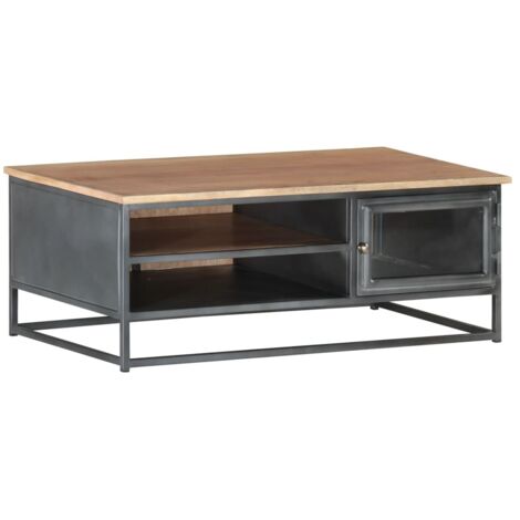 vidaXL Couchtisch Grau 90x50x35 cm Massives Akazienholz