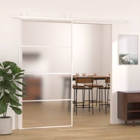 Glastür ESG satiniert Aluminium 102,5x205 cm Weiß