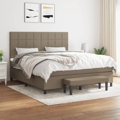 Lattenrostbett mit Matratze Taupe 160x200 cm Stoff (1/5)