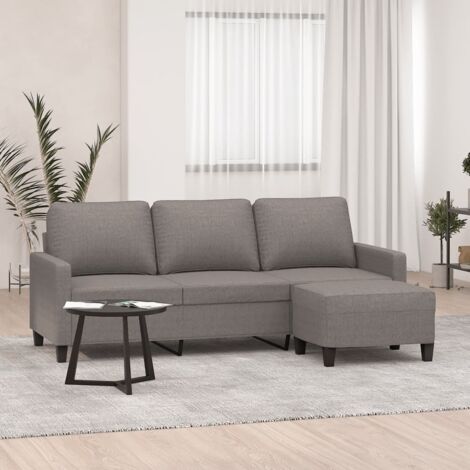 3-Sitzer Sofa mit Fußablage Taupe 180 cm Stoff