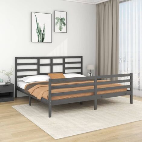 Massivholzbett Grau 200x200 cm vidaXL (1/5)