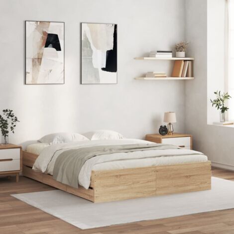 Bettgestell mit Schubladen Sonoma-Eiche 150x200cm Holzwerkstoff vidaXL