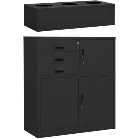 Büroschrank mit Blumenkasten Anthrazit 90x40x125 cm Stahl