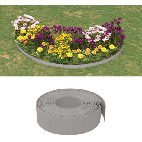 Gartenbordüren 4 Stk grau 10 m 15 cm Polyethylen