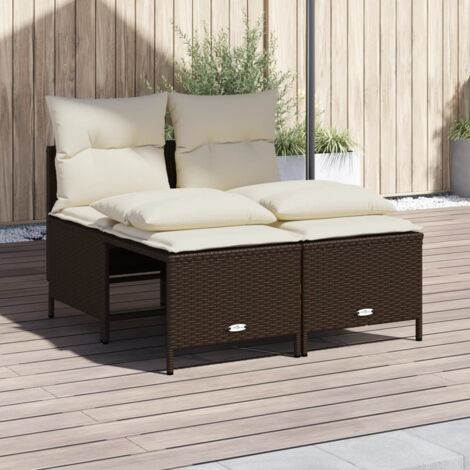 vidaXL Gartenmöbel 4-teilig mit braunen Kissen aus stabil geflochtener Kunstfaser