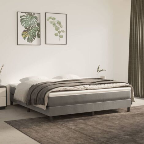 vidaXL Bettgestell mit Lattenrost und Matratze Grau 160x200cm Samt