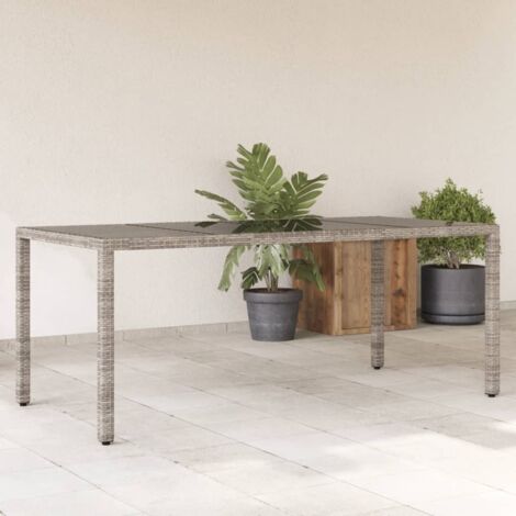 vidaXL Gartentisch mit Glasplatte Grau 190x90x75cm Geflochtene Harz (1/5)