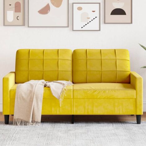 2-Sitzer Sofa Gelb 140 cm Velours
