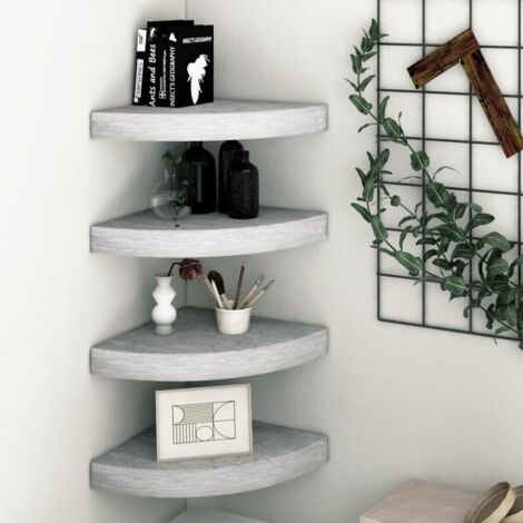 Wand-Eckregale 4 Stk Grau Beton 35x35x3,8 cm MDF