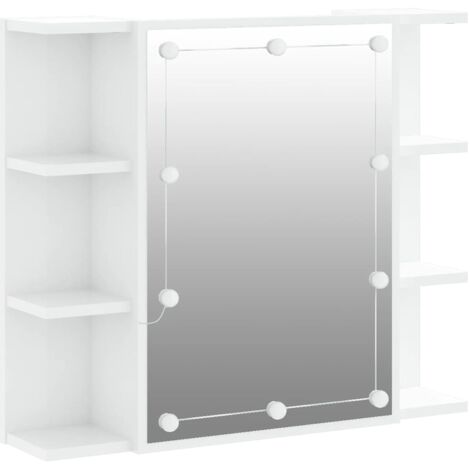 vidaXL Spiegelschrank mit LED Hochglanz Weiß 70x16,5x60 cm