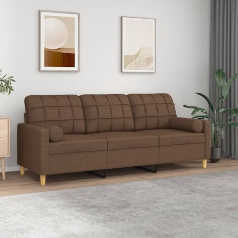 vidaXL 3-Sitzer Sofa mit Dekokissen braun 180 cm Stoff