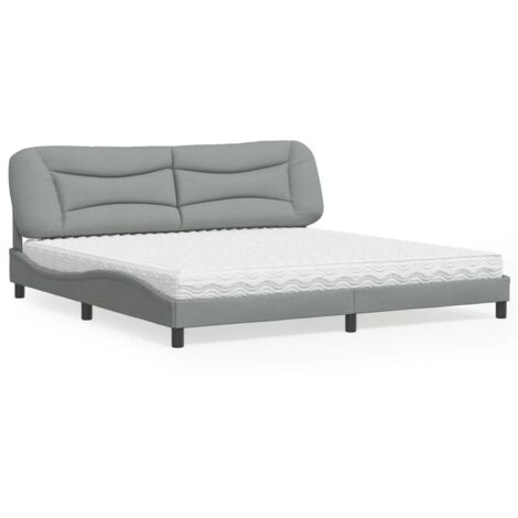 vidaXL Bett mit Matratze hellgrau 200x200 cm Stoff (1/5)