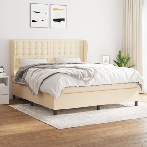 Lattenrostbett mit Matratze Creme 160x200 cm Stoff (1/5)
