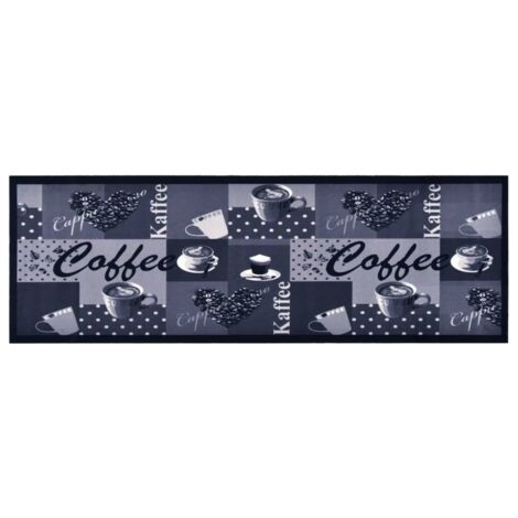Waschbarer Küchenläufer Blau Café 60x300 cm