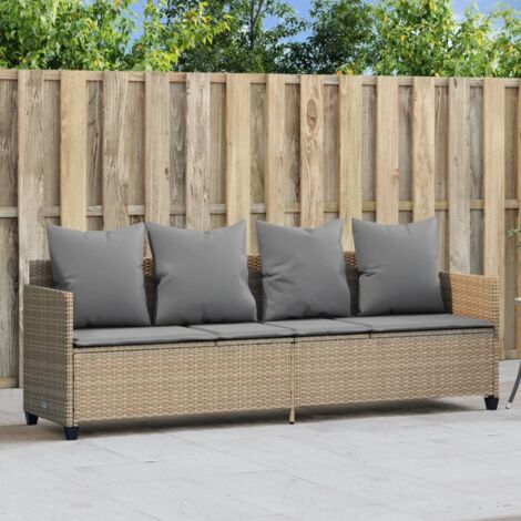 Sonnenliege mit Kissen Beige Poly Rattan vidaXL429014