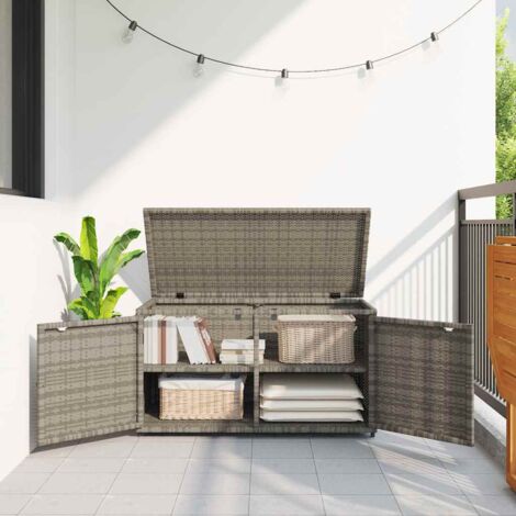vidaXL Garden Storage Cabinet Grey 110x55x60,5 cm Poly Rattan