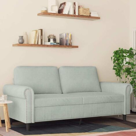 2-Sitzer Sofa in Hellgrau 140 cm aus Samt