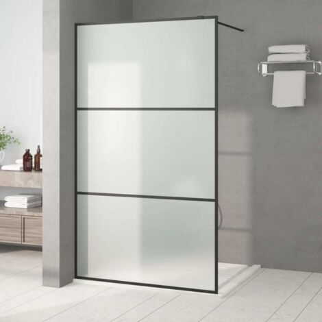 vidaXL Duschwand Schwarz 115x195 cm Matt ESG Glas (1/5)