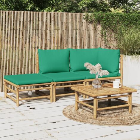Gartenmöbelset 3-teilig mit Kissen Bambusgrün