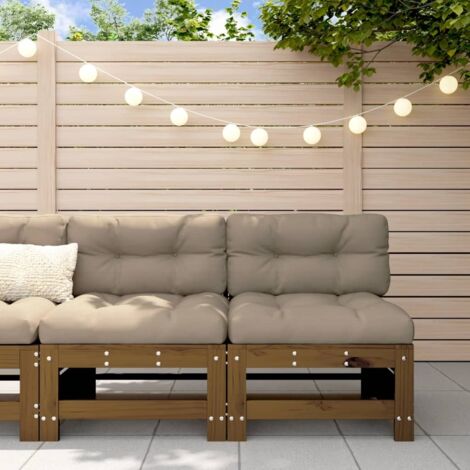Zwei Stück Garten-Centralsofas in Honigbraun aus massivem Kiefernholz