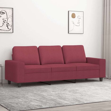 vidaXL 3-Sitzer Sofa Bordeauxrot 180 cm Stoff