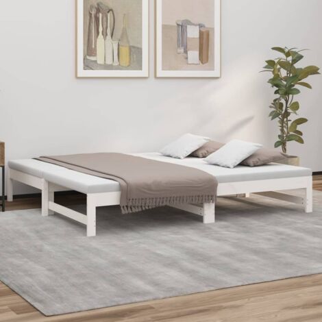 vidaXL Schiebebett Weiß 2x(75x190) cm Massivholz Kiefer