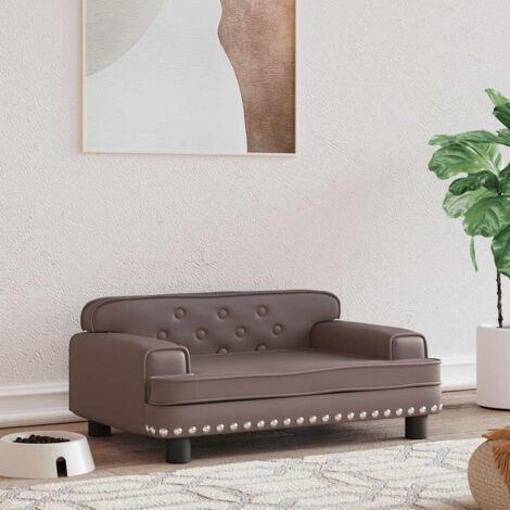 Hundebett braun 70x45x30 cm Kunstleder