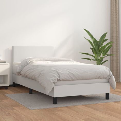 vidaXL Bettgestell mit Lattenrost und Matratze Weiß 100x200cm Kunstleder