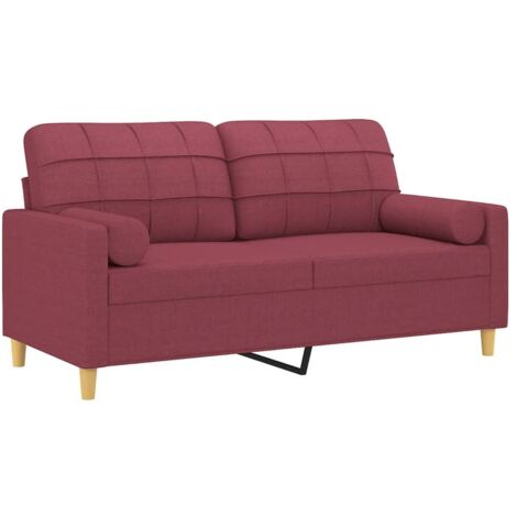 vidaXL 2-Sitzer Sofa mit bordeauxfarbenen Kissen 140 cm Stoff